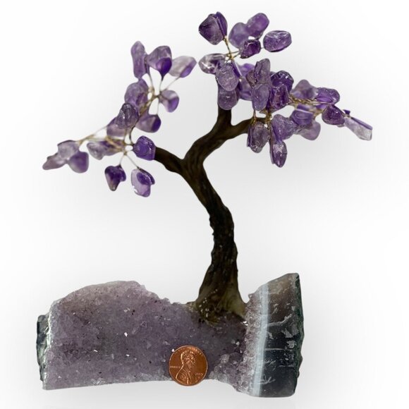 Amethyst Gemstone Bonsai Tree Large Rough Base 7" Height  Decorative Crystal - Picture 9 of 15